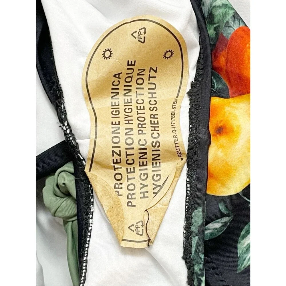 NWT Cupshe Miss U Citrus Print Cutout One Piece Swimsuit Zip Back Tie Waist Sz M